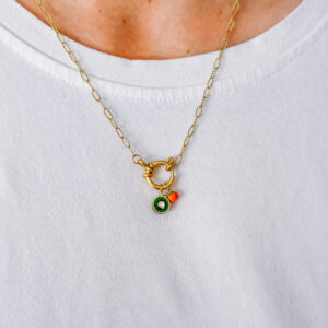 Schakelketting met slotje in het midden en fruitjes