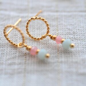 Ronde oorsteker met natuursteentjes