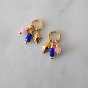 Verwisselbare oorbel hangertjes | Blue pink love