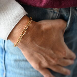 Goudkleurig schakelarmbandje met langwerpige schakels