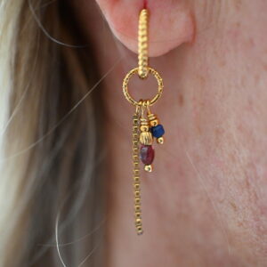 Verwisselbare hanger, burgundy en donkerblauwe steentjes
